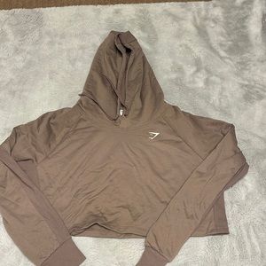 ROSE TAUPE CROPPED GYMSHARK HOODIE